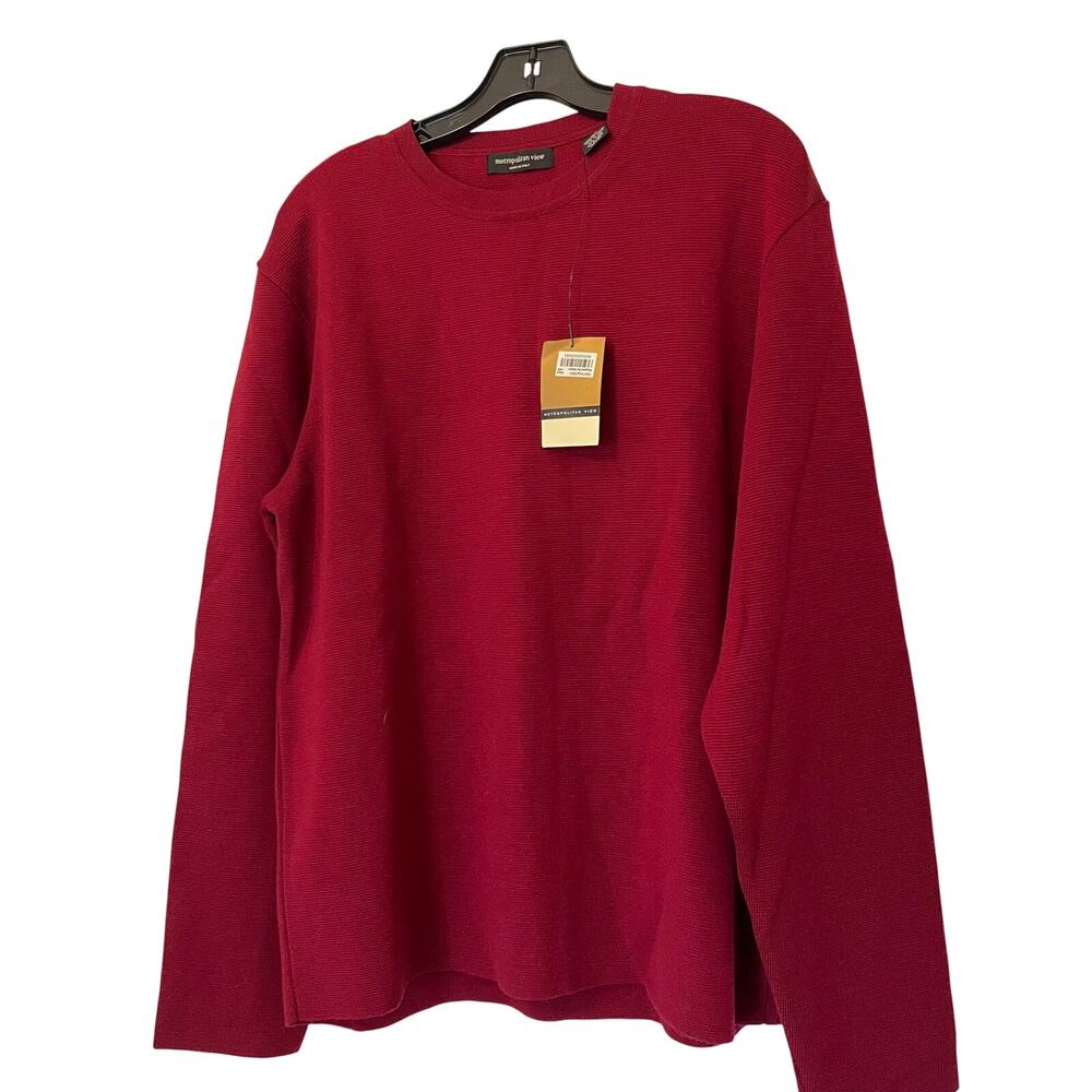 NWT Bloomingdales Metropolitan View Men's Merino Wool Burgundy Sweater Size XL
